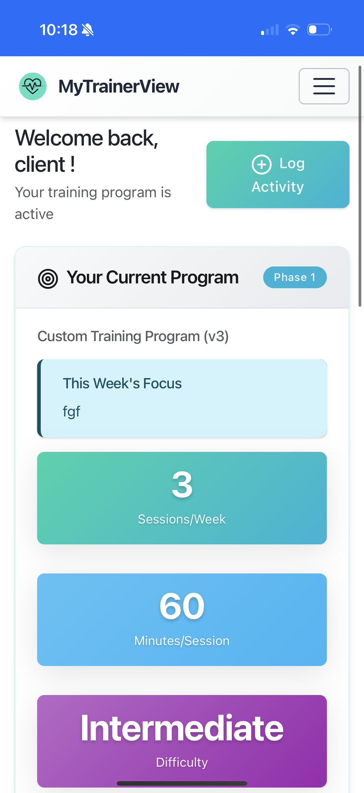 MyTrainerView Mobile App